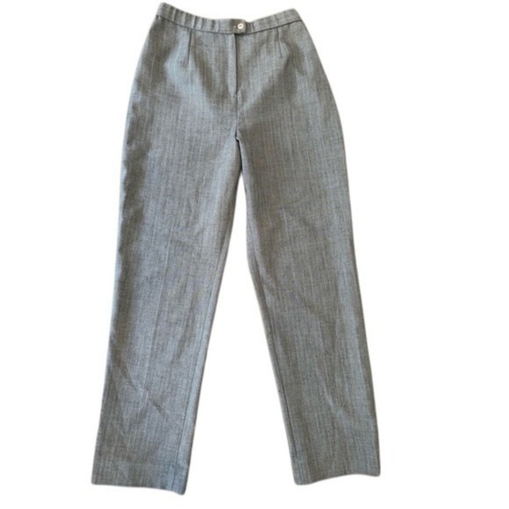 Reflections Vintage Grey Herringbone Pinstripe High Waist Trousers Pants 10T 12B
